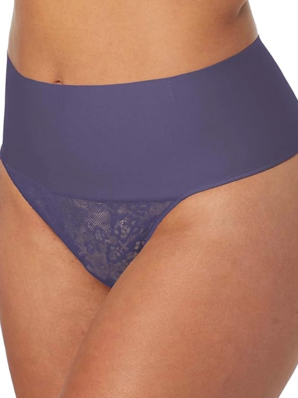 Seamless High-Waist Lace Tanga Panty - Deep Purple